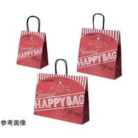アズワン 福袋手提げ紙袋 ハッピーバッグ レッド 32×11×33cm 50枚入 67-8945-22 1個(50枚)（直送品）