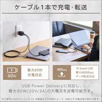 USB-Cケーブル USB Type C to C 2m L字 ILMF 黒 U2C-CCL20NBK-IL エレコム 1個
