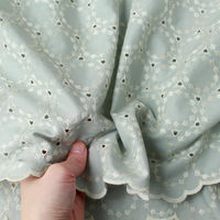 綿ローン 両耳スカラップ刺しゅう生地 巾約100cm×2m切売カット D スモーキーミント TM8802-D TM8802-D-2M（直送品）