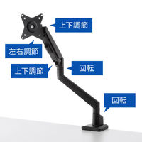 サンワサプライ モニターアーム(シングル・ガススプリング式・薄型ショートクランプ) CR-LAC1403BK 1個