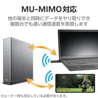 WiFi 無線LAN 子機 USB アダプタ Wi-Fi 高速通信 ブラック WDC-XE2402TU3-B エレコム 1