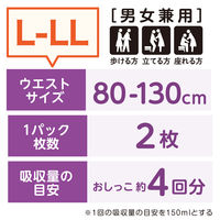 日本製紙クレシア 肌ケア アクティ 超うす型パンツ すっきりごこち L-LL 4回分吸収 1パック（2枚入）