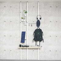 【軒先渡し】北島 壁面突っ張りパンチングラック HT-50 幅58×奥行34×高さ2700mm  ブラック 1台（直送品）