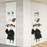 【軒先渡し】北島 壁面突っ張りパンチングラック HT-600 幅608×奥行34×高さ2700mm  ブラック 1台（直送品）