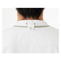 KAZEN 衿付レディススクラブジャケット半袖 ネイビー×ターコイズ 4L KZN706-48 1枚　スクラブ（直送品）