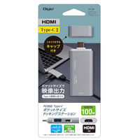 【アウトレット】ナカバヤシ PD対応 Type-Cポケットサイズドッキングステーション/グレー UD-C08GY 1個