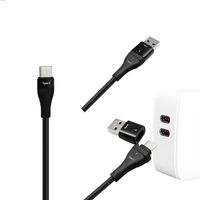 エアージェイ ふわふわ 2in1ケーブル(C→A変換アダプタ付) CCJ-CA1M WH 1本