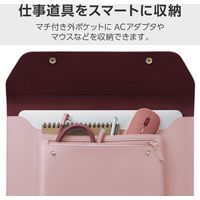 エレコム ILMF/パソコンケース/薄型/レザー収納ポケット付/14インチ/ピンク BM-IBEM01PN-IL 1個