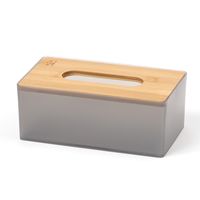バンブー蓋ティッシュケース グレー（ソフトパックティッシュ対応） LAKOLE/ラコレ