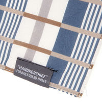 コットンプリントハンカチ（チェック） ブルー LAKOLE/ラコレ