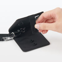 無印良品 自立するカードホルダー リール付 約幅80×奥行10×高さ110mm 黒 良品計画