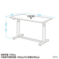 サンワサプライ 電動昇降作業台 塩ビ天板 幅1200×奥行600mm ベージュ×ホワイト ERD-WDKP12060BG 1台（直送品）