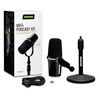 SHURE カーディオイドダイナミック型ポッドキャストマイクロホン ブラック スタンド付 MV7+-K-BNDL-J 1個（直送品）
