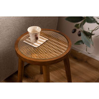 東谷 ROOM ESSENCE ラウンドガラステーブル S 幅350×奥行350×高さ450mm ブラウン GT-778BR 1台（直送品）