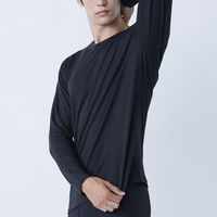 おたふく手袋 発熱吸汗速乾クルーネックシャツ ブラック 3Lサイズ JW-155 1枚（直送品）