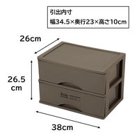ベストコ 書類 小物 収納ケース A4 引き出し 2段 ブラウン Boite MA-4129 1個