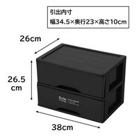 ベストコ 書類 小物 収納ケース A4 引き出し 2段 ブラック Boite MA-4131 1個