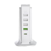 リーダーメディアテクノ タワー式急速充電器PD+1USB4 L-PD1U4-W 1個 66-0023-06（直送品）