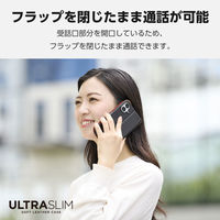 iPhone16 Plus ケース レザー 手帳型 衝撃吸収 超軽量 薄型 ブラック PM-A24BPLFUBK エレコム 1個