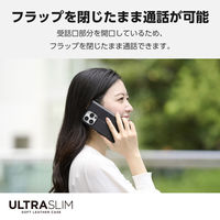 iPhone16 Pro ケース レザー 手帳型 衝撃吸収 超軽量 薄型 ブラック PM-A24CPLFUBK エレコム 1個（直送品）