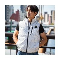 ブレイン 12V/胸スイッチ式 空調ベスト フルセット 裏シルバーチタン加工(シルバープリント柄)LLーXL MESH-BR-1202 1着（直送品）