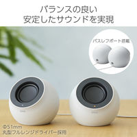 パソコン用スピーカー USB接続 4.4W 白 SP-P10CUSBWH エレコム 1個