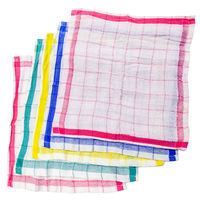 食卓用 格子おしぼり 吸水性・手ざわりが良い 綿100% キッチンタオル ふきん 5色アソート 1セット（1パック（5枚入）×5）有本カテイ
