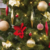 【軒先渡し】ストア・エキスプレス　木製ベースクリスマスツリーセット レッド・ゴールド　高さ240×幅130cm　8162-2392　1セット（直送品）