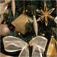 【軒先渡し】ストア・エキスプレス　木製ベース スリムクリスマスツリーセット ゴールド　高さ210×幅86cm　8736-1636　1セット（直送品）