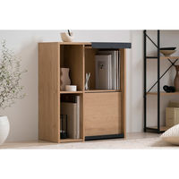 アイリスオーヤマ フラップ扉付きキャビネット ナチュラル/ブラック HFRC-600 1台（直送品）