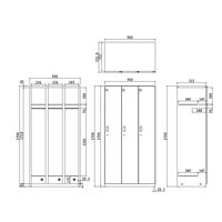 スマイル 木目調スチールロッカー 3連3人用 シリンダー錠 ダークブラウン/ホワイト 幅900×奥行515×高さ1790mm 1台（取寄品）