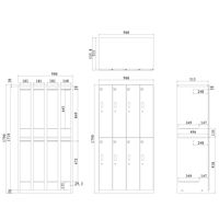 スマイル 木目調スチールロッカー 4連2段8人用 シリンダー錠 ダークブラウン/ホワイト 幅900×奥行515×高さ1790mm 1台（取寄品）