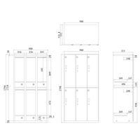 スマイル 木目調スチールロッカー 3連2段6人用 シリンダー錠 ライトブラウン/ホワイト 幅900×奥行515×高さ1790mm 1台（取寄品）
