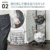 武田コーポレーション キャスター付き ワイヤーバスケット3段 Y3-KW37BK 1箱(1個入)（直送品）