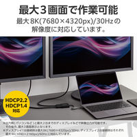 USB-C to DisplayPort ×2 変換アダプタ 8K 30Hz 黒 AD-CDP2BK2 エレコム 1個