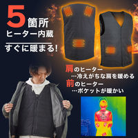 サンコー サイズ調整できる「ヒーターベスト」 HEAT23SBK 1着