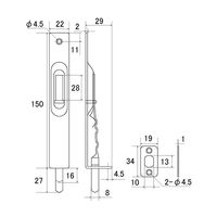 New Hikari (ニューヒカリ) フランス落し150 ロングストロークタイプ ブラック SH-OF150L-K 清水 1セット（4個）（直送品）