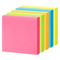 【強粘着】アスクル はたらく 強粘着ふせん 50×50mm　ビビッド5色アソート(正方形ミニ)　5冊　 オリジナル（わけあり品）