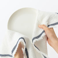 無印良品 インド綿 マルチクロス ワッフル オフ白×ネイビー 約50×50cm 良品計画