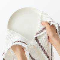 無印良品 インド綿 マルチクロス ワッフル オフ白×ブラウン 約50×50cm 良品計画