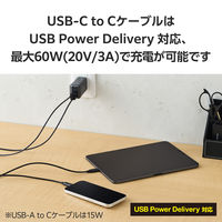 タイプCケーブル 2本セット （A to C/C to C） 2m ブラック MPA-CAECTW20BK エレコム 1個
