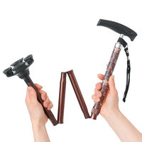 サンファミリー モリス 折りたためる安心ステッキ ブラウン 1本