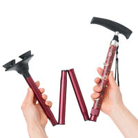 サンファミリー モリス 折りたためる安心ステッキ ワイン 1本