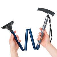 サンファミリー モリス 折りたためる安心ステッキ ネイビー 1本