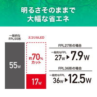 エコリカ FPLコンパクトLED 55形 昼白色 5000K 2200lm 工事必須タイプ ECL-FPL55FN 1個
