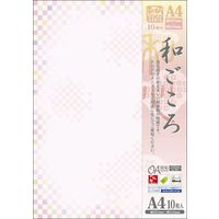 ササガワ OA対応和柄用紙 和ごころ A4判 桃色市松 4-1040 1冊(10枚)