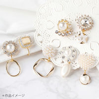 アクセサリーボタン フラワービジュー 2個 φ18mm 高さ10mm ホワイト×ゴールド A24-61 1袋2個入(5袋、10個入)（直送品）