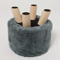 ファブリックスツール（ファー） グレー LAKOLE/ラコレ