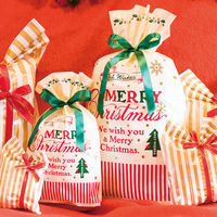 ヘッズ クラシカルクリスマスリボン付PEギフトバッグーM XCL-RBM 1袋(20枚)