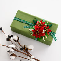 【クリスマス】ヘッズ クリスマスレタープリントサテンリボンー2/グリーンXRL-R21袋（1巻）